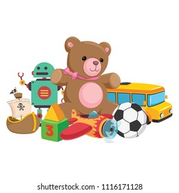 Vector Illustration Of Kids Toys