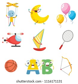 Vector Illustration Of Kids Toys