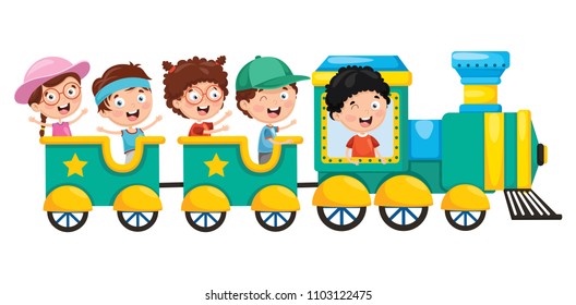 Vector Illustration Of Kids Transportation