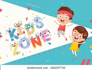 Vector Illustration Of Kids Zone Background Design
