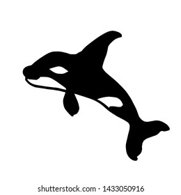 Vector illustration of killer whale. Hand drawn marine orca icon