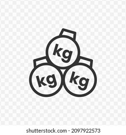 Vector illustration of kilogram weight icon in dark color and transparent background(png).