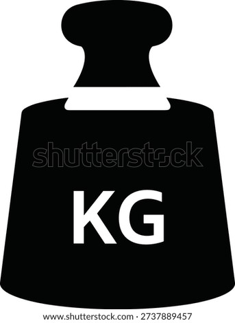 Vector illustration of kilogram weight icon in black-and-white minimalist design symbolizing measurement, physics, mass, and unit system