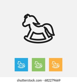 Vector Illustration Of Kin Symbol On Toy Horse Outline. Premium Quality Isolated Pony Element In Trendy Flat Style.