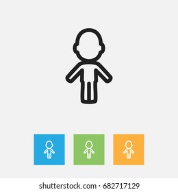 Vector Illustration Of Kin Symbol On Daughter Outline. Premium Quality Isolated Girl Element In Trendy Flat Style.