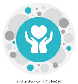 Vector Illustration Of Kin Symbol On Heart In Hand Icon. Premium Quality Isolated Save Love Element In Trendy Flat Style.