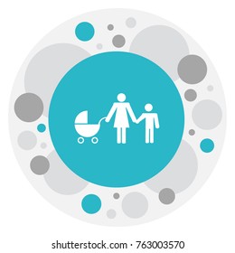 Vector Illustration Of Kin Symbol On Baby Stroller Icon. Premium Quality Isolated Perambulator Element In Trendy Flat Style.