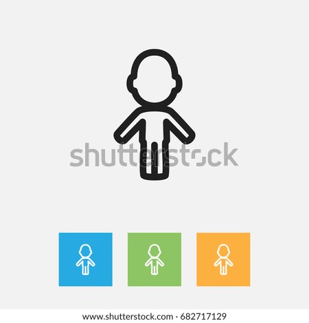 Vector Illustration Of Kin Symbol On Daughter Outline. Premium Quality Isolated Girl Element In Trendy Flat Style.