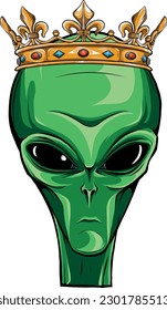 vector illustration king alien mascot on white background