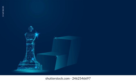 Vector illustration. The king of chess climbs the ladder of success. The challenge, hard work, the path to the target's achievement, and development. Business background