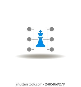 Ilustración vectorial del diagrama de flujo de la figura de ajedrez rey. Icono de estrategia. Símbolo del Plan. Firma una red estratégica y de planificación.