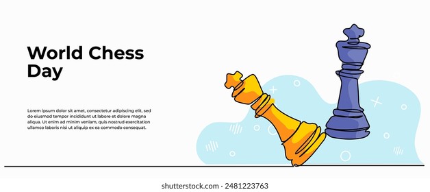 Vector illustration of king in chess.Modern flat in continuous line style.