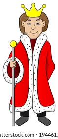 vector illustration of a king with crown and cape