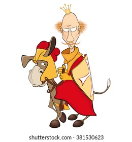 Vector Illustration of a King and a Knightly Donkey. Cartoon Character
