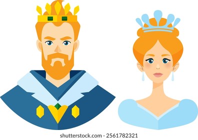 Vector illustration of a king and queen