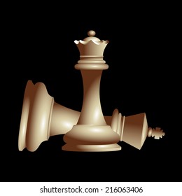 Vector illustration of a king and queen chess figure