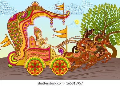 vector illustration of King riding Horse Chariot