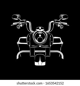 Vector illustration of King Road Touring motorcycle silhouette on Black background. Can be used for printed on motorcycle club t-shirt, background, banner, posters, icon, web, etc.