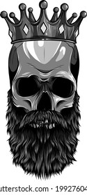 vector illustration of king skull with beard