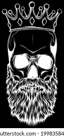 vector illustration of king skull with beard