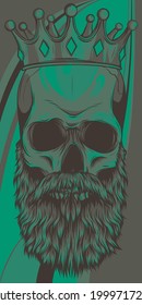 vector illustration of king skull with beard