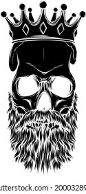 vector illustration of king skull with beard