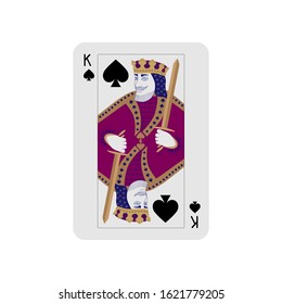 Vector illustration. King of Spades in classic style on a white background. Playing card.