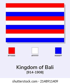 Vector Illustration of Kingdom of Bali flag isolated on light blue background. Illustration Kingdom of Bali flag with Color Codes. As close as possible to the original. vector eps10.
