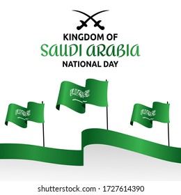 Vector illustration of Kingdom of Saudi Arabia National Day with flat style.