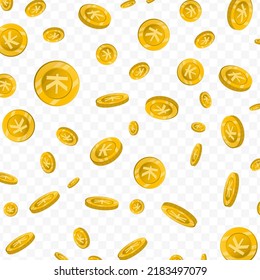 Vector illustration of Kip currency. Flying gold coins on transparent background (PNG).