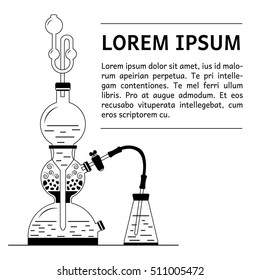 Vector illustration of Kipp's apparatus - old fashioned chemistry glassware used for gases generation through chemical reaction.