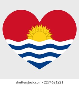 Vector illustration of the Kiribati flag with a heart shaped isolated on plain background.