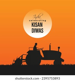 Vector illustration of Kisan Diwas social media feed template written hindi text means farmer day