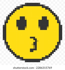 Vector illustration of kiss emoticons in a pixel art 8 bit video game style. Simple design on transparent background (PNG).