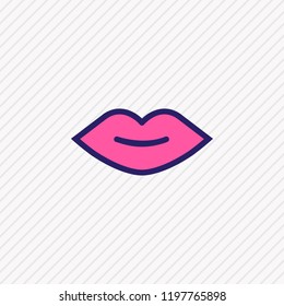 Vector illustration of kiss icon colored line. Beautiful celebration element also can be used as mouth icon element.