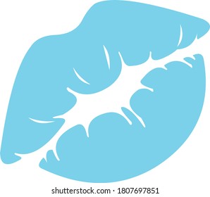 Vector illustration of kiss mark of a light blue color