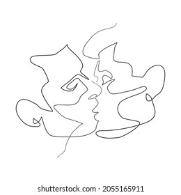 Vector illustration, Kiss of two men, gay couple. lgbt concept, minimalistic one line style.