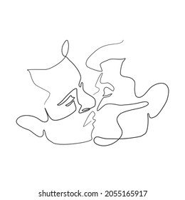 Vector illustration, Kiss of two men, gay couple. lgbt concept, minimalistic one line style.