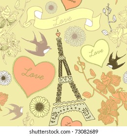 Vector illustration of kissing birds, may be used as Valentine card.