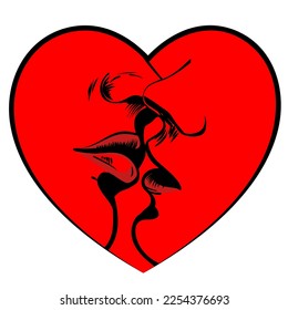 vector illustration of a kissing couple with a heart symbol