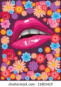 Vector illustration of kissing lips