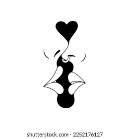 vector illustration of kissing silhouette