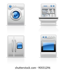 Vector illustration of kitchen appliances on white background