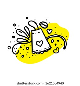 Vector illustration with kitchen apron, isolated on white background. Concept in doodle hand drawn style. It can be used for poster, postcard, t-shirt print, flyer and other design.