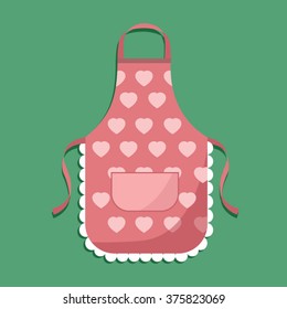 vector illustration. kitchen apron. pink apron hearts. vector image on a colored background.