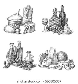 vector illustration kitchen attributes eps 8 ink pen drawing