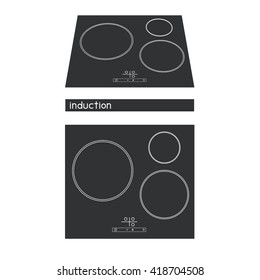 Vector illustration of Kitchen ceramic induction hob 