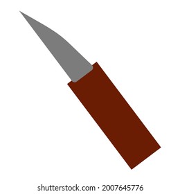 Vector illustration of kitchen chef knife in cartoon flat style. Food tool accessory, survival knife for camping, hiking