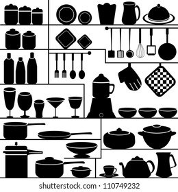 vector illustration of kitchen collection against isolated white background