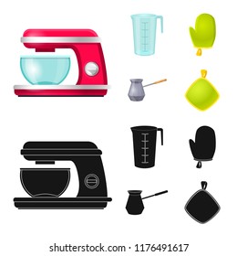 Vector illustration of kitchen and cook icon. Set of kitchen and appliance vector icon for stock.